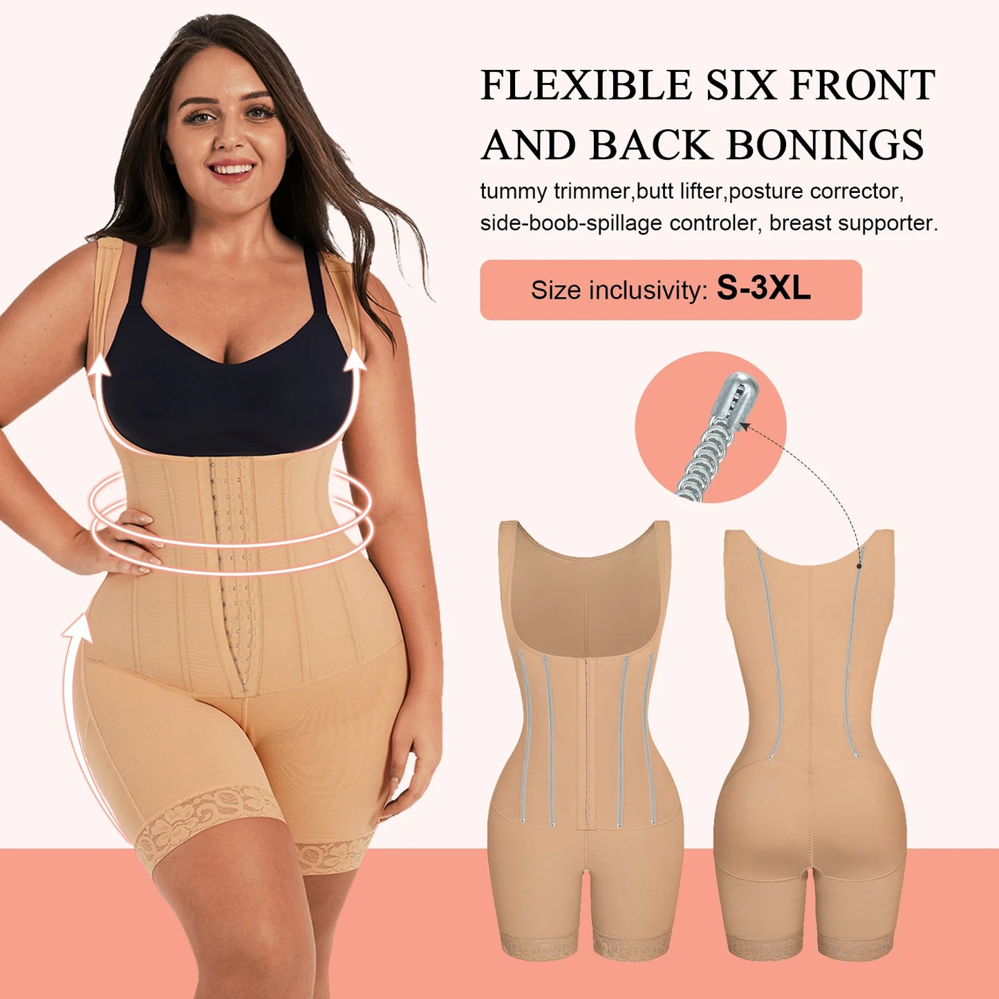Steel Bone Bodysuit with Tummy Control and Butt Lifting Technology