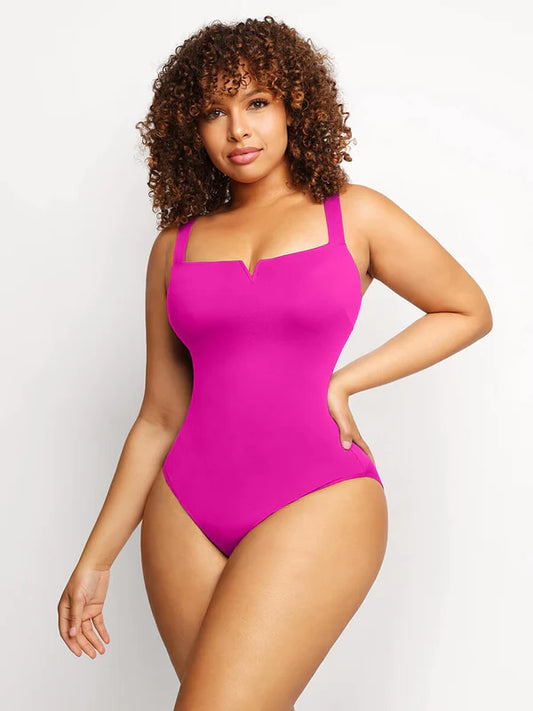 Square Collar Bodysuit Shaper with Tummy Support