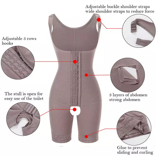 Three Layer Body Shaper with Three Row Hook and Eye Support