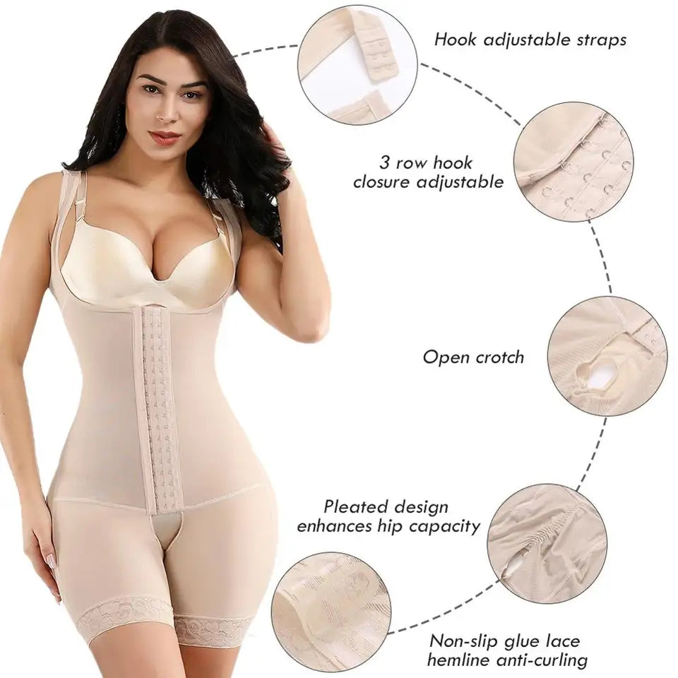 Three Layer Body Shaper with Three Row Hook and Eye Support