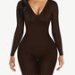 Tummy Control Long Sleeve V-Neck Bodysuit/Shaper